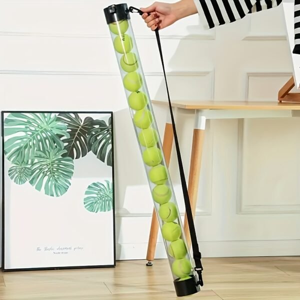 1pc Transparent Red Tennis Ball Retriever with Shoulder Strap