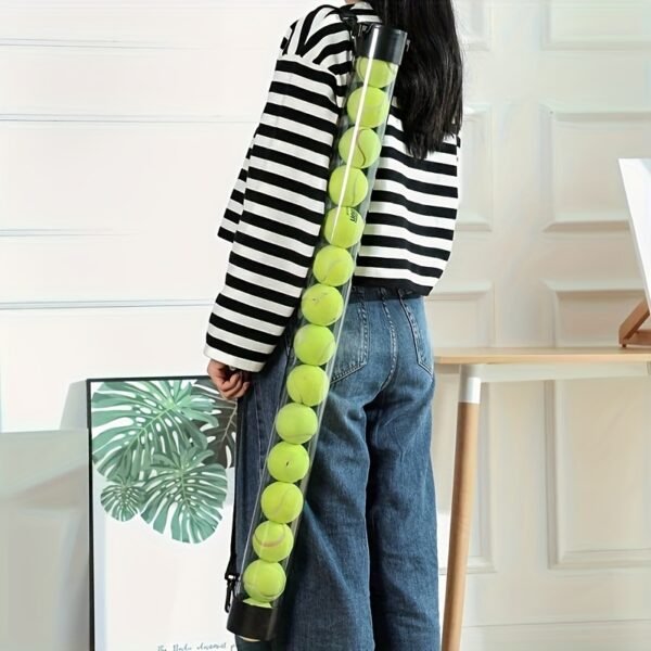 1pc Transparent Red Tennis Ball Retriever with Shoulder Strap